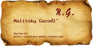 Malitsky Gazsó névjegykártya